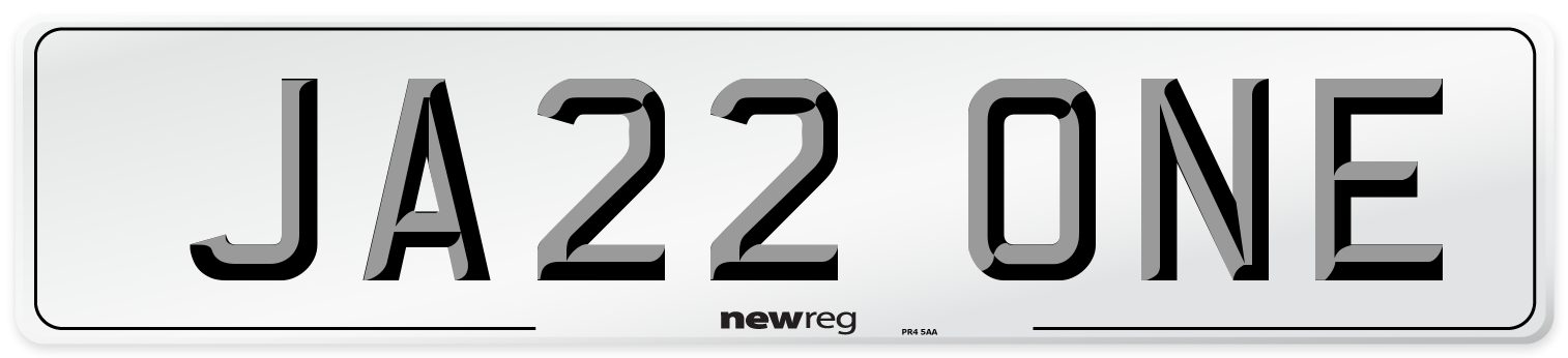 JA22 ONE Number Plate from New Reg